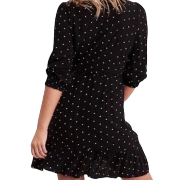 NWT American Eagle Black Polka Dot Wrap Mini Dress Size M - Picture 2 of 6